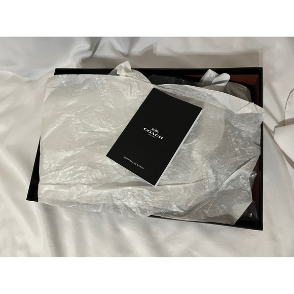 Coach Delaney Lux Suede Black Wedge Sandals Fringe Feather Charm BLK 9.5M - Picture 10 of 12